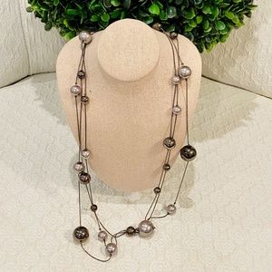 JN30-BUNDLE ONLY Triple Strand Drape Gray Pearl Beaded Necklace